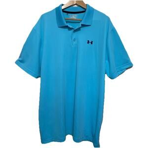 Under Armour HeatGear Loose Polo Shirt Size 2XL Blue Golf Preppy‎ Athleisure